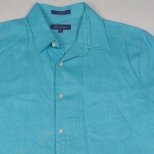 Alan Flusser Teal Button-Down Casual Shirt